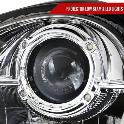 1997-2004 Porsche Boxster 986/911 996 LED Light Strip Projector Headlights w/ LED Turn Signal Lights (Chrome Housing/Clear Lens)