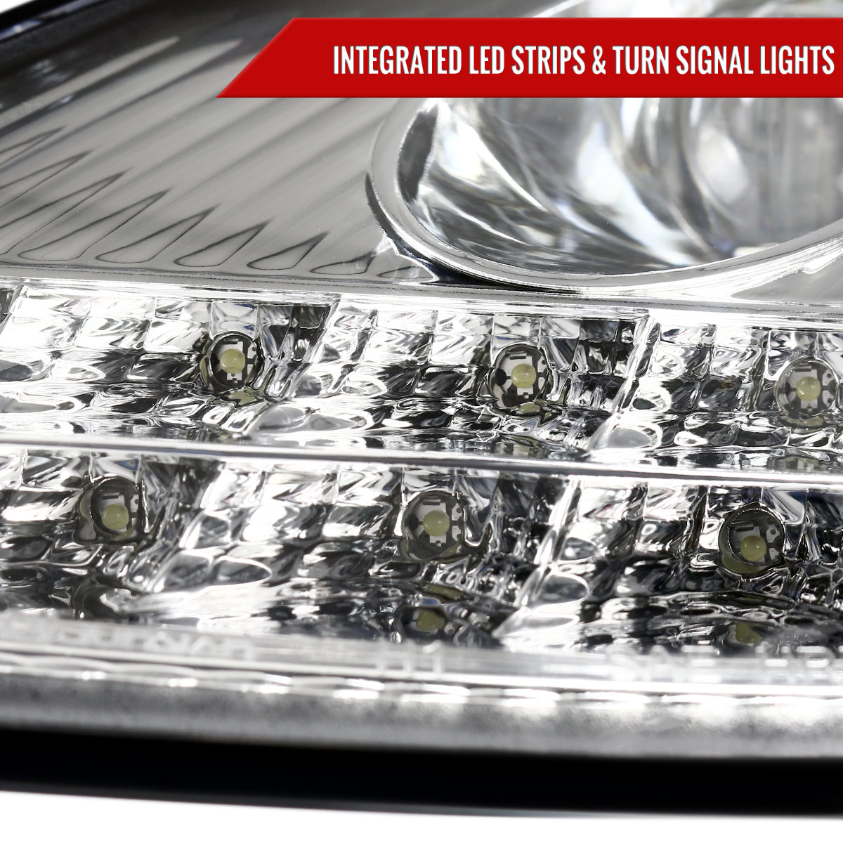 1997-2004 Porsche Boxster 986/911 996 LED Light Strip Projector Headlights w/ LED Turn Signal Lights (Chrome Housing/Clear Lens)