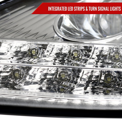 1997-2004 Porsche Boxster 986/911 996 LED Light Strip Projector Headlights w/ LED Turn Signal Lights (Chrome Housing/Clear Lens)