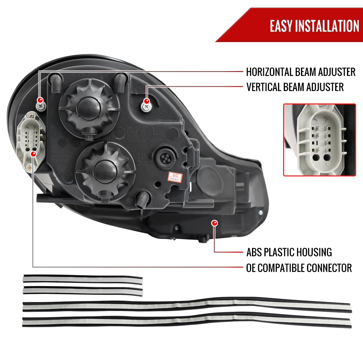 1997-2004 Porsche Boxster 986/911 996 LED Light Strip Projector Headlights w/ LED Turn Signal Lights (Chrome Housing/Clear Lens)