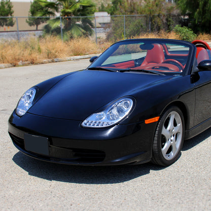 1997-2004 Porsche Boxster 986/911 996 LED Light Strip Projector Headlights w/ LED Turn Signal Lights (Chrome Housing/Clear Lens)