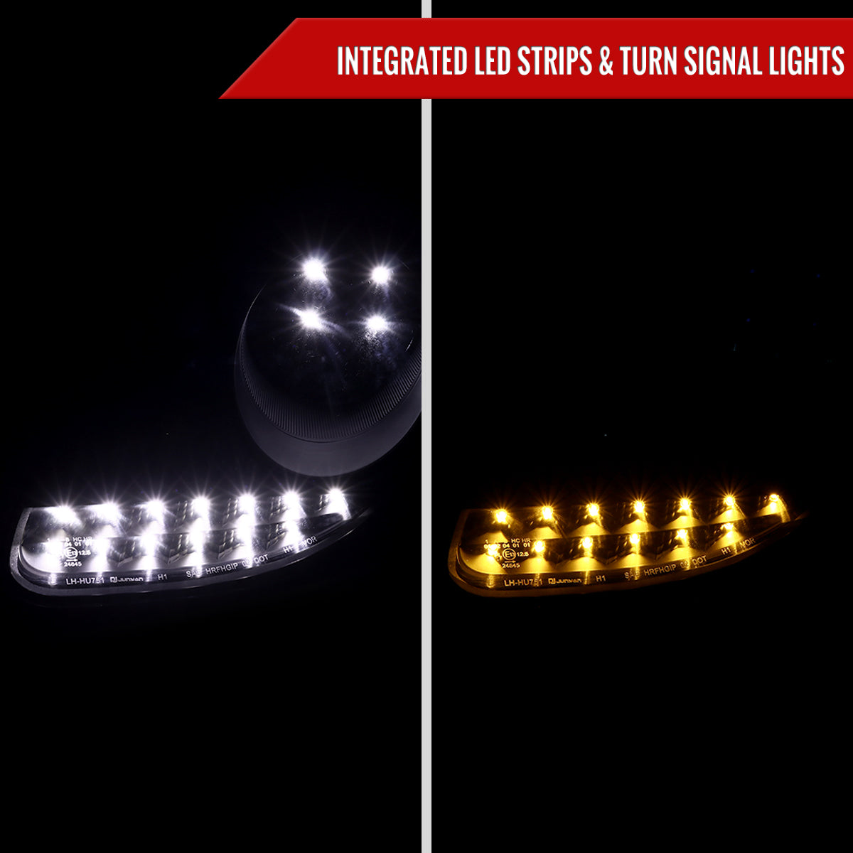 1997-2004 Porsche Boxster 986/911 996 LED Light Strip Projector Headlights w/ LED Turn Signal Lights (Matte Black Housing/Clear Lens)