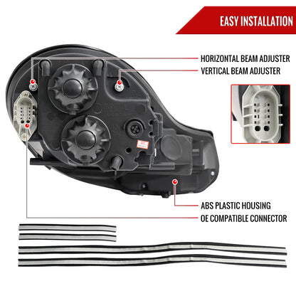 1997-2004 Porsche Boxster 986/911 996 LED Light Strip Projector Headlights w/ LED Turn Signal Lights (Matte Black Housing/Clear Lens)