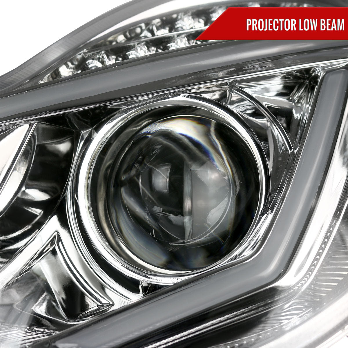 2001-2007 Mercedes Benz W203 C Class Sedan Projector Headlights w/ LED Light Bar & LED Turn Signal Lights (Chrome Housing/Clear Lens)