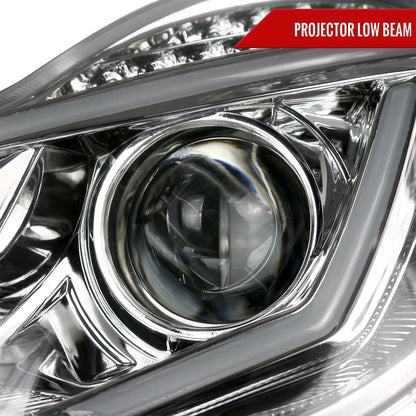 2001-2007 Mercedes Benz W203 C Class Sedan Projector Headlights w/ LED Light Bar & LED Turn Signal Lights (Chrome Housing/Clear Lens)