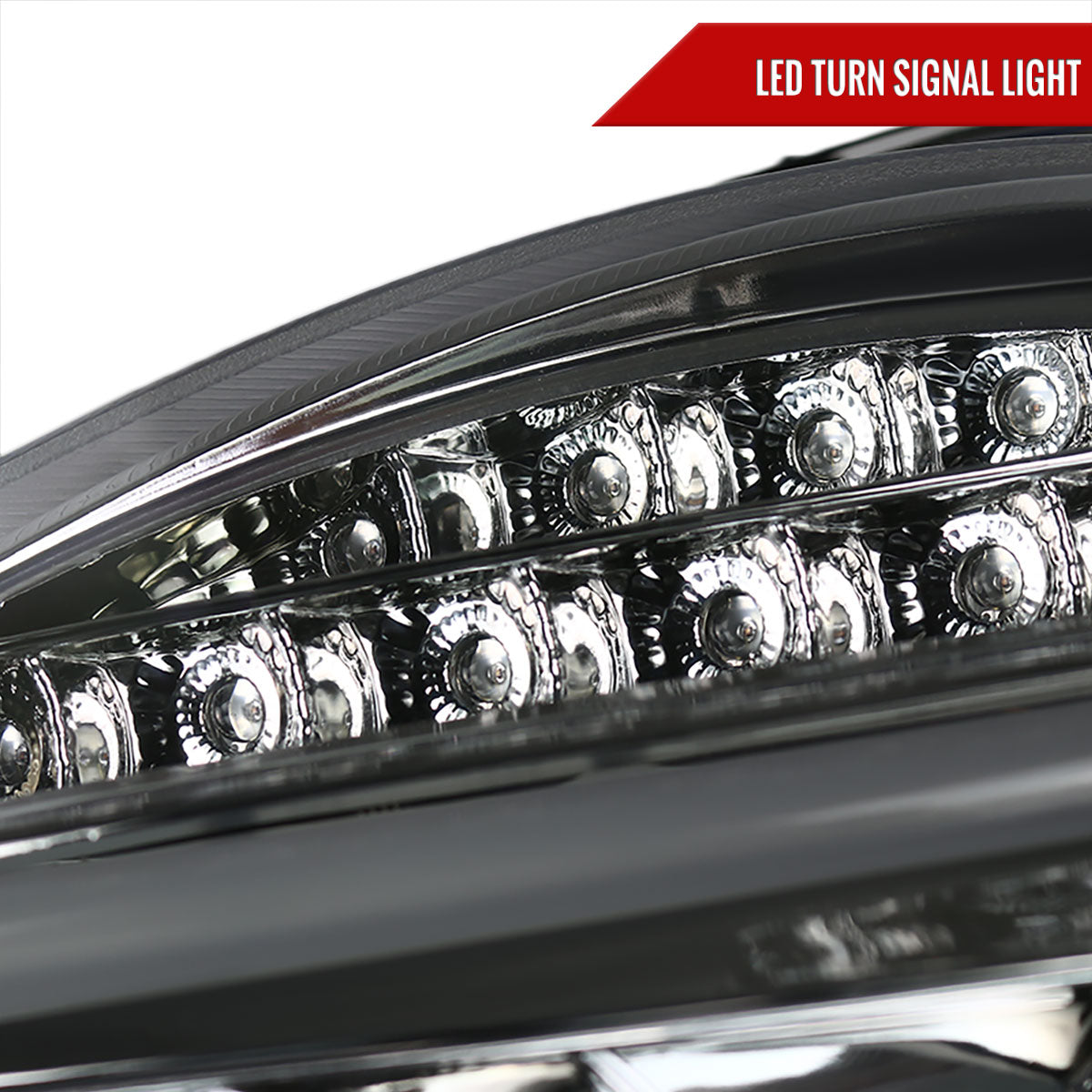 2001-2007 Mercedes Benz W203 C Class Sedan Projector Headlights w/ LED Light Bar & LED Turn Signal Lights (Chrome Housing/Clear Lens)
