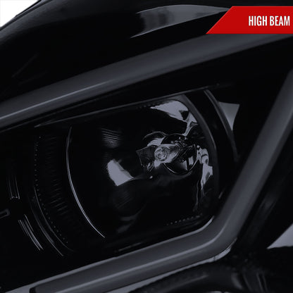 2001-2007 Mercedes Benz W203 C Class Sedan LED Bar Projector Headlights w/ LED Turn Signal Lights (Glossy Black Housing/Smoked Lens)