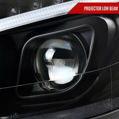 2008-2011 Mercedes Benz W204 C Class Projector Headlights w/ LED Light Bar & LED Turn Signal Lights (Matte Black Housing/Clear Lens)