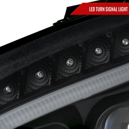 2008-2011 Mercedes Benz W204 C Class Projector Headlights w/ LED Light Bar & LED Turn Signal Lights (Matte Black Housing/Clear Lens)