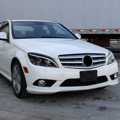 2008-2011 Mercedes Benz W204 C Class Projector Headlights w/ LED Light Bar & LED Turn Signal Lights (Matte Black Housing/Clear Lens)