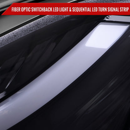 2012-2014 Mercedes-Benz W204 C-Class Switchback Sequential LED Bar Projector Headlights (Matte Black Housing/Smoked Lens)