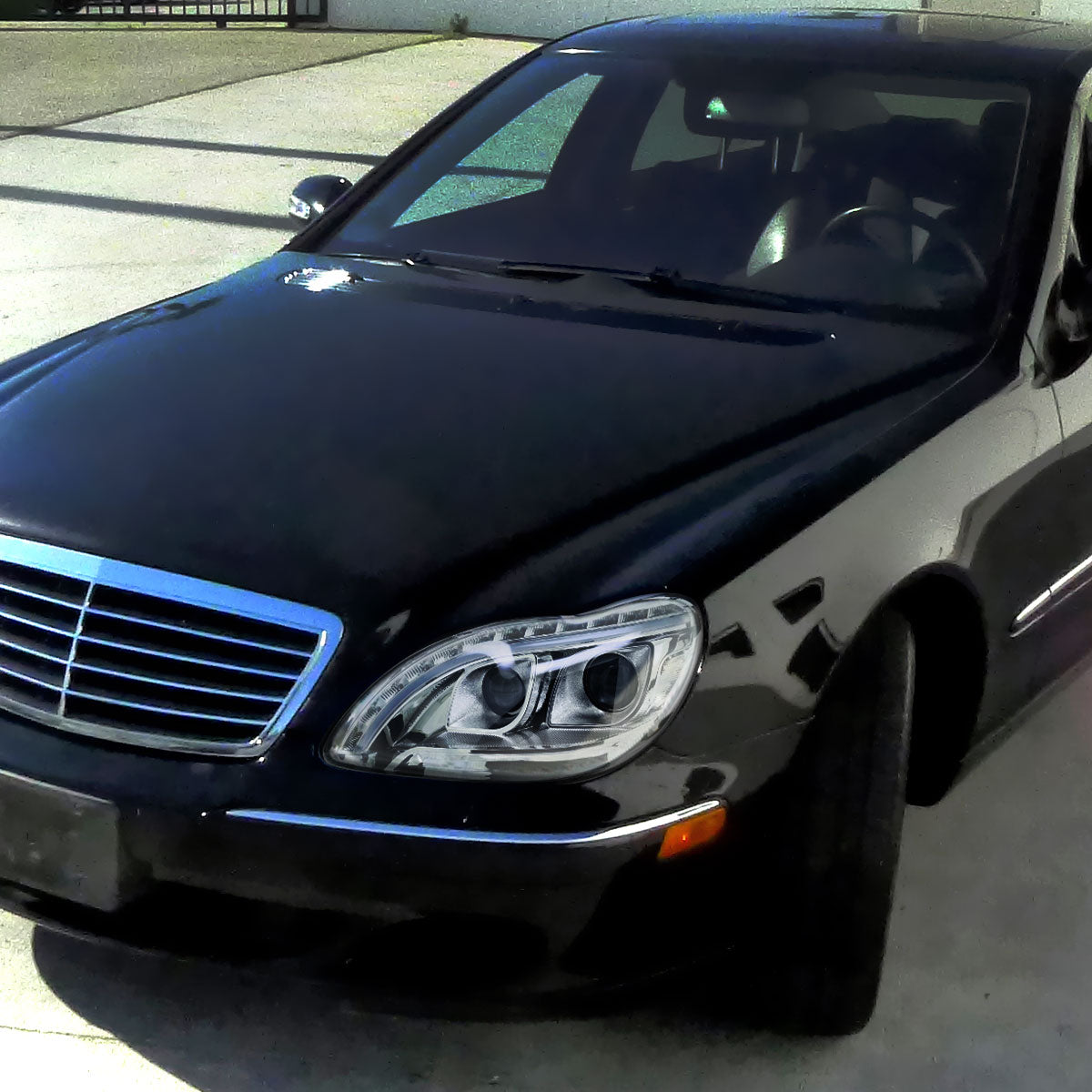 1998-2006 Mercedes Benz W220 S Class LED Bar Projector Headlights w/ LED Turn Signal Lights (Chrome Housing/Clear Lens)