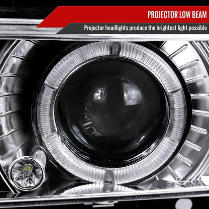1988-1999 Chevrolet  C/K C10/Blazer/Tahoe/Yukon/Sierra/Silverado Dual Halo Projector Headlights (Chrome Housing/Clear Lens)