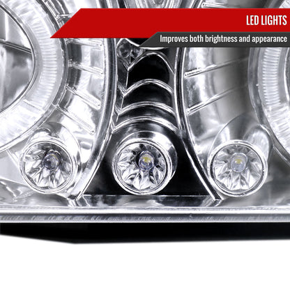 1988-1999 Chevrolet  C/K C10/Blazer/Tahoe/Yukon/Sierra/Silverado Dual Halo Projector Headlights (Chrome Housing/Clear Lens)