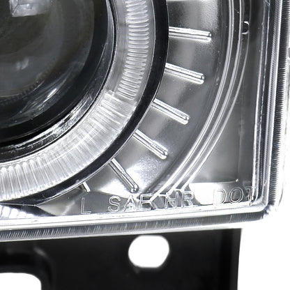 1988-1999 Chevrolet  C/K C10/Blazer/Tahoe/Yukon/Sierra/Silverado Dual Halo Projector Headlights (Chrome Housing/Clear Lens)