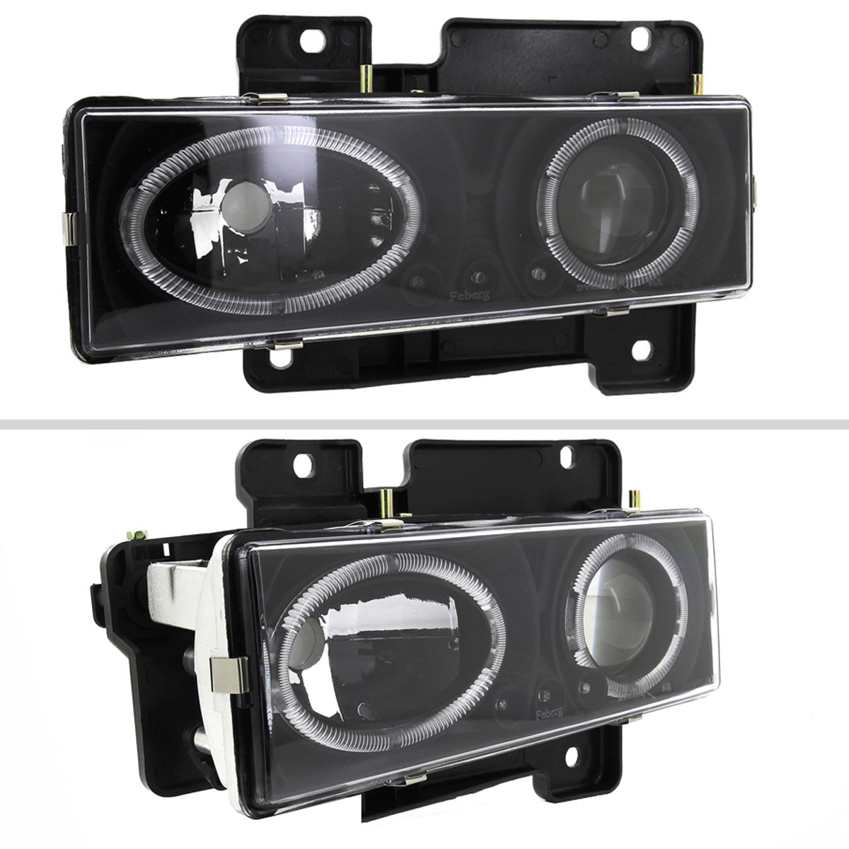 1988-1999 Chevrolet  C/K C10/Blazer/Tahoe/Yukon/Sierra/Silverado Dual Halo Projector Headlights (Matte Black Housing/Clear Lens)