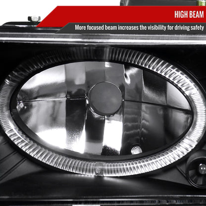1988-1999 Chevrolet  C/K C10/Blazer/Tahoe/Yukon/Sierra/Silverado Dual Halo Projector Headlights (Matte Black Housing/Clear Lens)