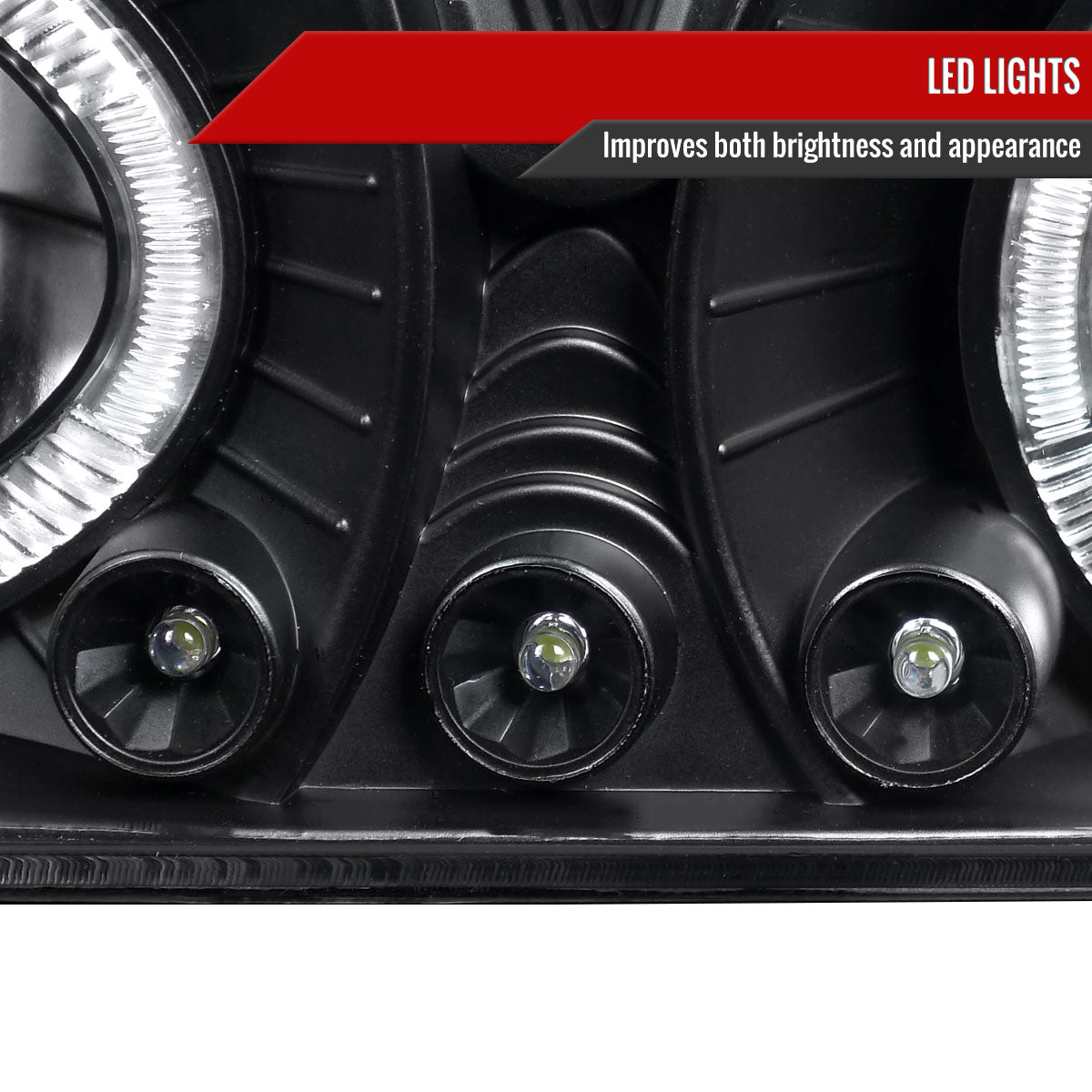 1988-1999 Chevrolet  C/K C10/Blazer/Tahoe/Yukon/Sierra/Silverado Dual Halo Projector Headlights (Matte Black Housing/Clear Lens)