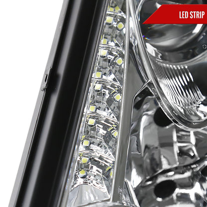 2000-2005 Toyota Celica Projector Headlights w/ SMD LED Light Strip (Chrome Housing/Clear Lens)