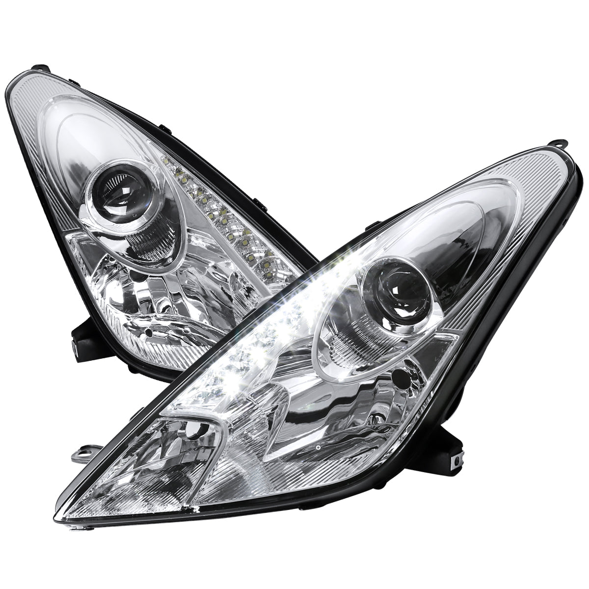 2000-2005 Toyota Celica Projector Headlights w/ SMD LED Light Strip (Chrome Housing/Clear Lens)
