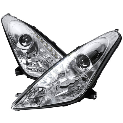2000-2005 Toyota Celica Projector Headlights w/ SMD LED Light Strip (Chrome Housing/Clear Lens)