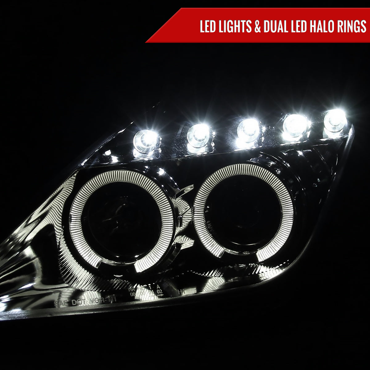 2000-2005 Toyota Celica Dual Halo Projector Headlights (Chrome Housing/Clear Lens)