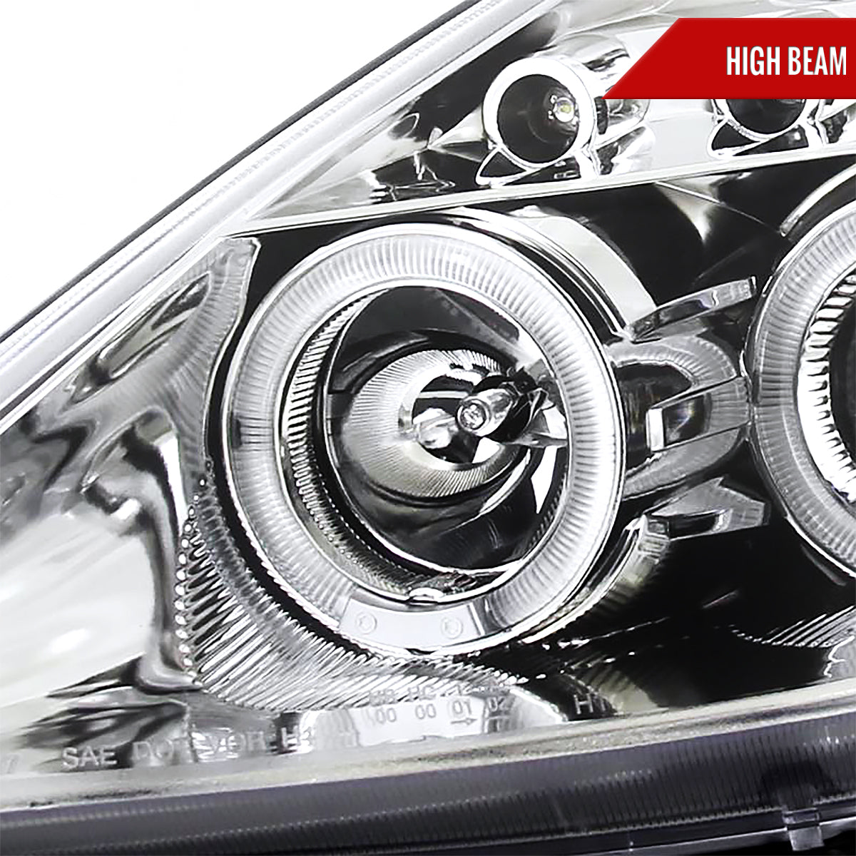 2000-2005 Toyota Celica Dual Halo Projector Headlights (Chrome Housing/Clear Lens)