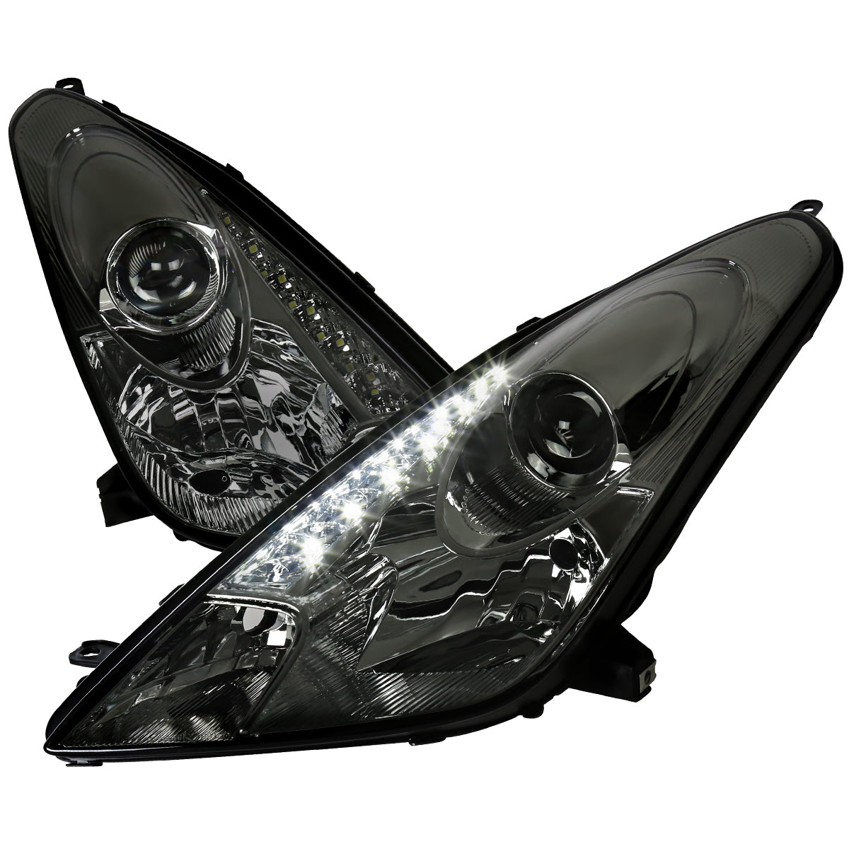 2000-2005 Toyota Celica Projector Headlights w/ SMD LED Light Strip (Chrome Housing/Smoked Lens)