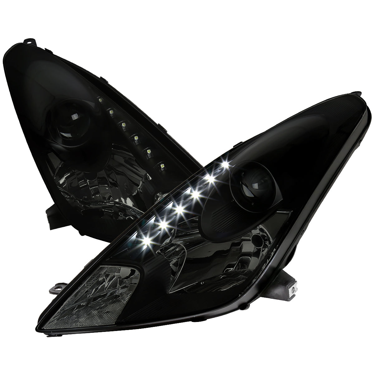 2000-2005 Toyota Celica Projector Headlights w/ SMD LED Light Strip (Black Housing/Smoked Lens)