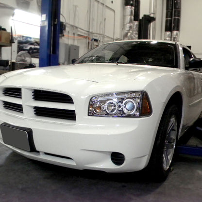 2005-2010 Dodge Charger Dual Halo Projector Headlights (Chrome Housing/Clear Lens)