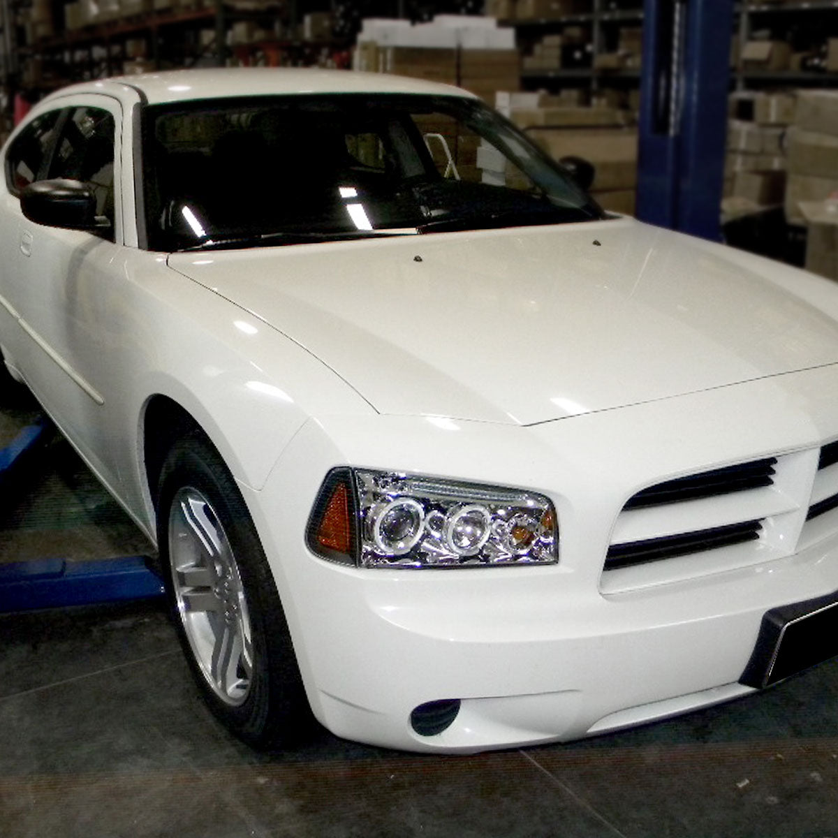 2005-2010 Dodge Charger Dual Halo Projector Headlights (Chrome Housing/Clear Lens)