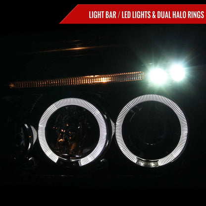 2005-2010 Dodge Charger Dual Halo Projector Headlights (Jet Black Housing/Clear Lens)