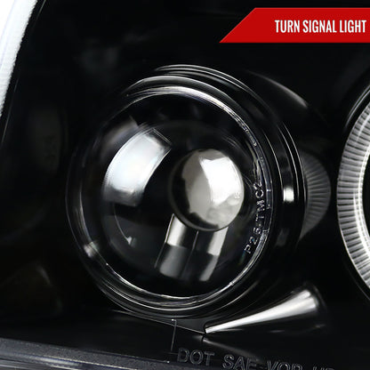 2005-2010 Dodge Charger Dual Halo Projector Headlights (Jet Black Housing/Clear Lens)