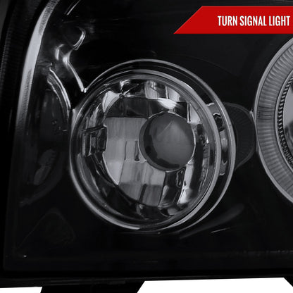 2005-2010 Dodge Charger Dual Halo Projector Headlights (Glossy Black Housing/Smoked Lens)