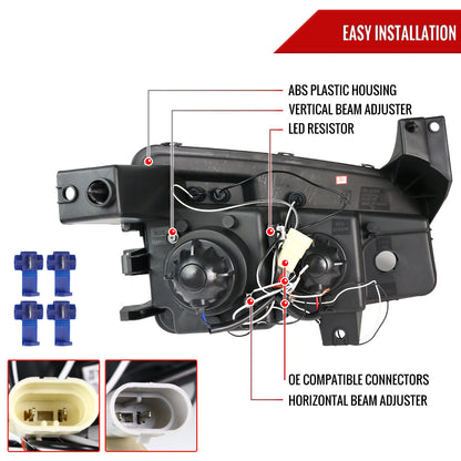 2005-2010 Dodge Charger Dual Halo Projector Headlights (Glossy Black Housing/Smoked Lens)