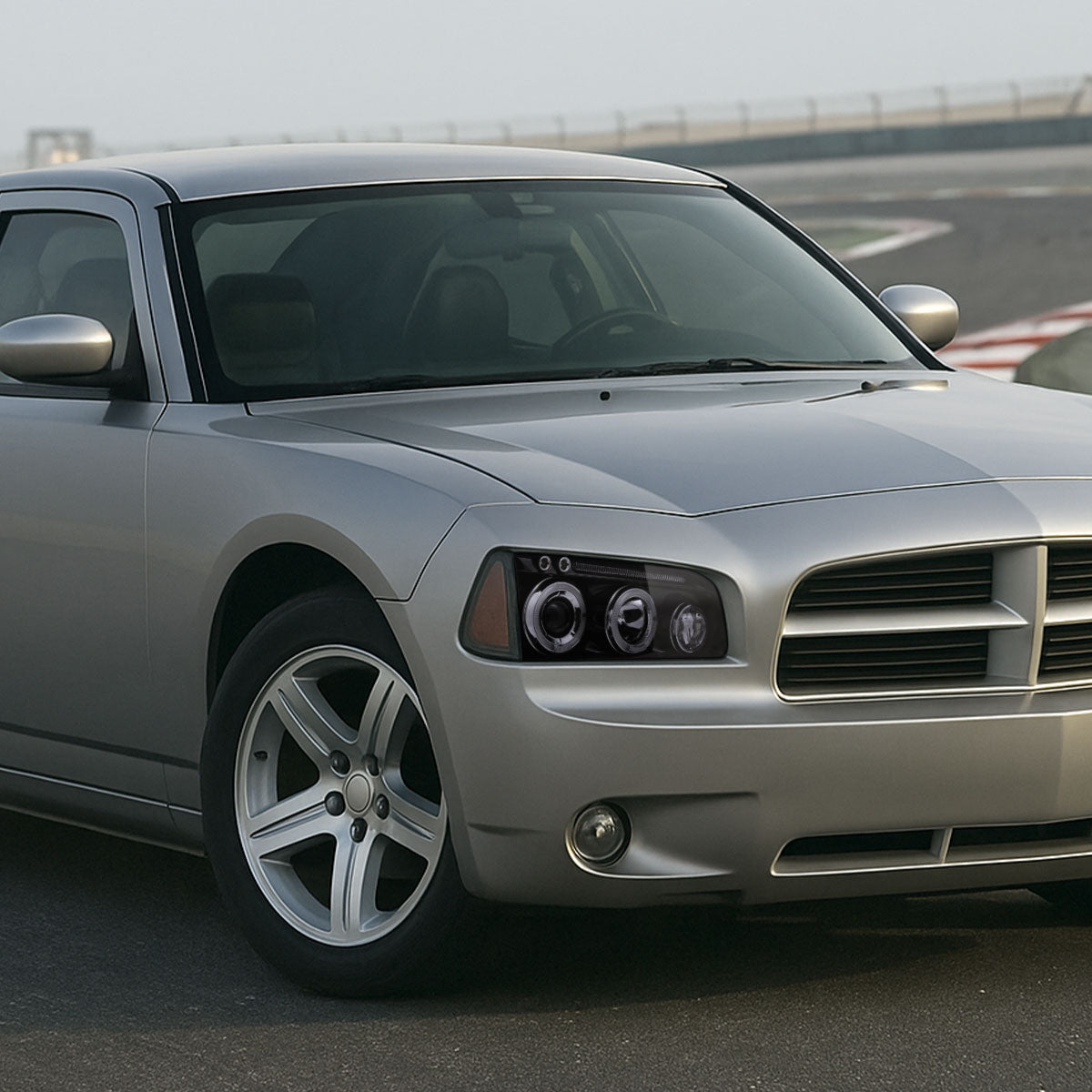 2005-2010 Dodge Charger Dual Halo Projector Headlights (Glossy Black Housing/Smoked Lens)