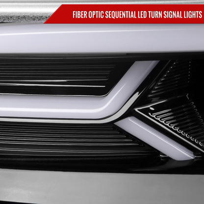 2015-2023 Dodge Charger LED Strip Projector Headlights w/ LED Sequential Turn Signal (Jet Black Housing/Clear Lens)
