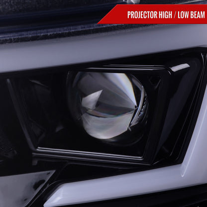 2015-2023 Dodge Charger LED Strip Projector Headlights w/ LED Sequential Turn Signal (Chrome Housing/Smoked Lens)