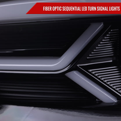 2015-2023 Dodge Charger LED Strip Projector Headlights w/ LED Sequential Turn Signal (Chrome Housing/Smoked Lens)