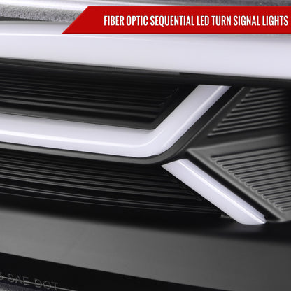2015-2023 Dodge Charger LED Strip Projector Headlights w/ LED Sequential Turn Signal (Matte Black Housing/Clear Lens)