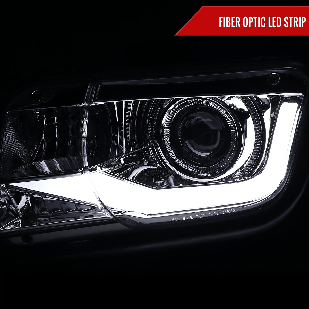 2010-2013 Chevrolet Camaro LED Bar Projector Headlights (Chrome Housing/Clear Lens)