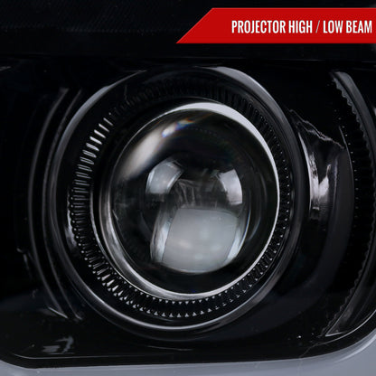 2010-2013 Chevrolet Camaro LED Bar Projector Headlights (Glossy Black Housing/Smoked Lens)