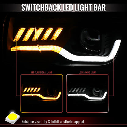 2010-2013 Chevrolet Camaro Projector Headlights w/ Switchback LED DRL (Matte Black Housing / Clear Lens)