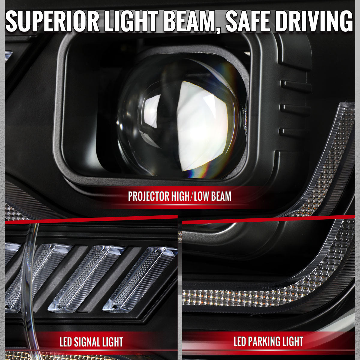 2010-2013 Chevrolet Camaro Projector Headlights w/ Switchback LED DRL (Matte Black Housing / Clear Lens)