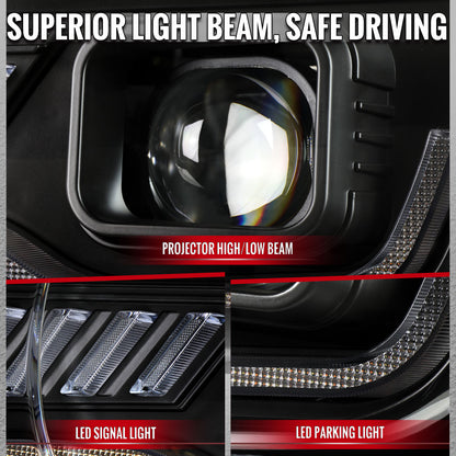 2010-2013 Chevrolet Camaro Projector Headlights w/ Switchback LED DRL (Matte Black Housing / Clear Lens)
