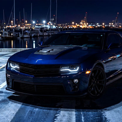 2010-2013 Chevrolet Camaro Projector Headlights w/ Switchback LED DRL (Matte Black Housing / Clear Lens)