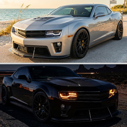 2010-2013 Chevrolet Camaro Projector Headlights w/ Switchback LED DRL (Matte Black Housing / Clear Lens)