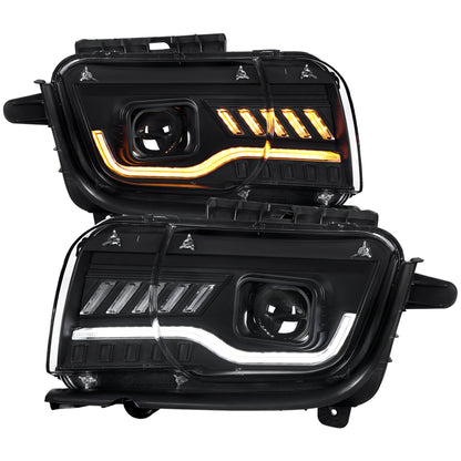 2010-2013 Chevrolet Camaro Projector Headlights w/ Switchback LED DRL (Matte Black Housing / Clear Lens)