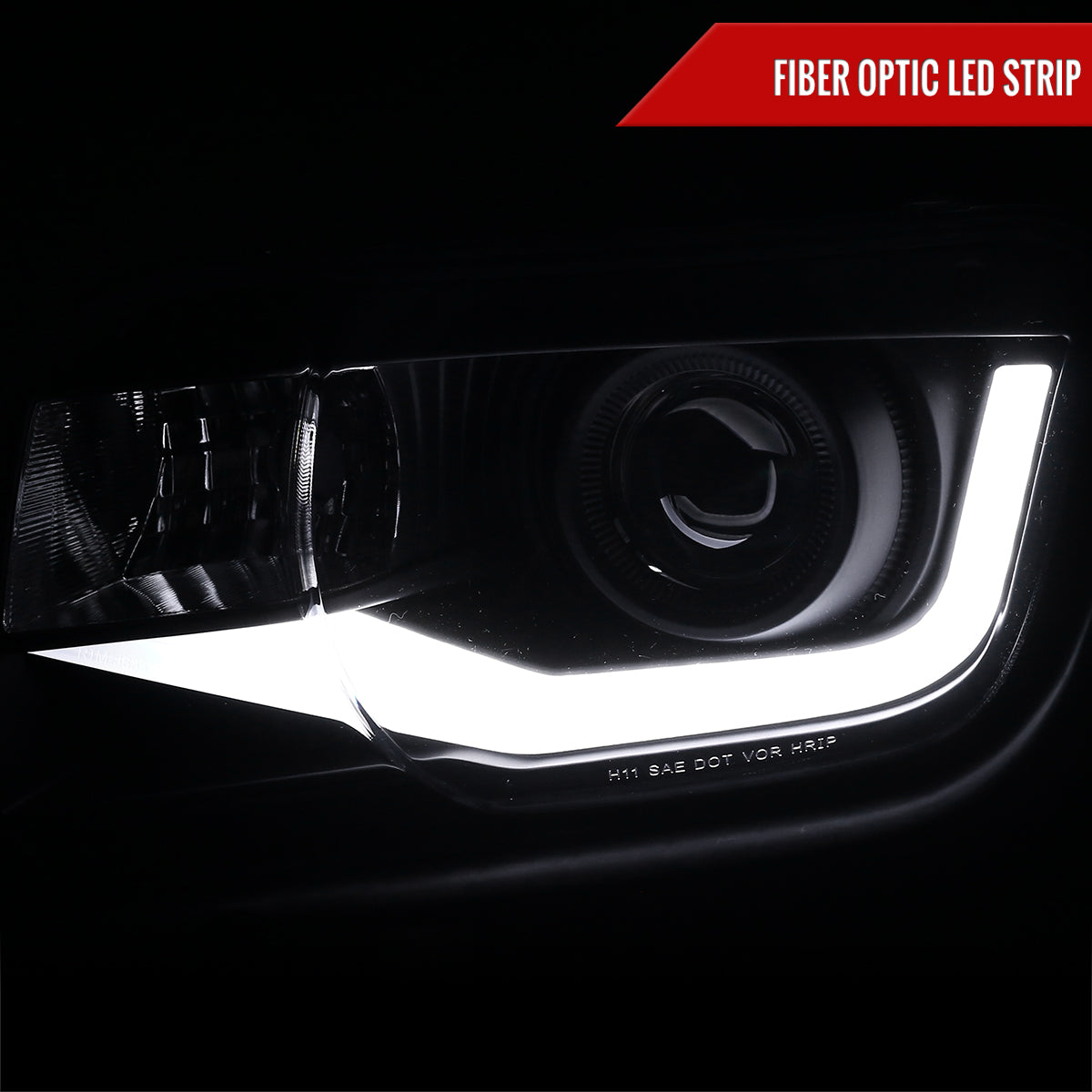 2010-2013 Chevrolet Camaro LED Bar Projector Headlights (Matte Black Housing/Clear Lens)