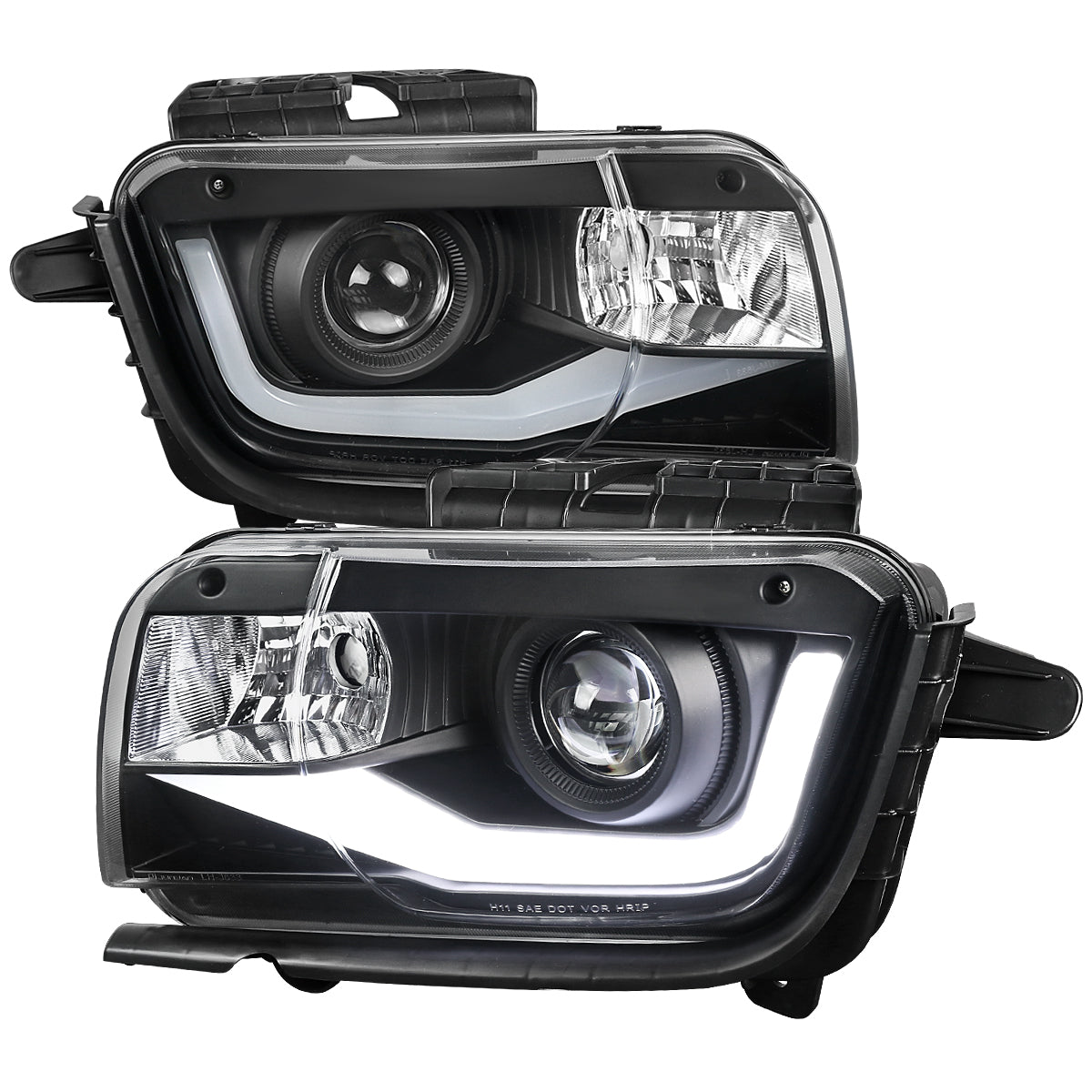 2010-2013 Chevrolet Camaro LED Bar Projector Headlights (Matte Black Housing/Clear Lens)